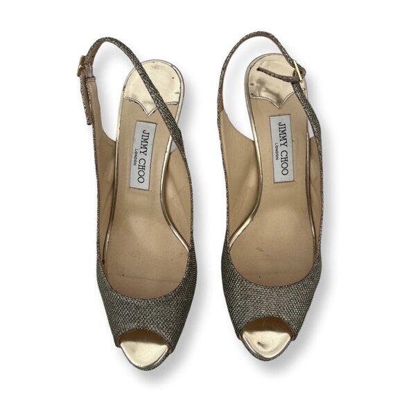 Jimmy Choo gold fabric platform heels size 41